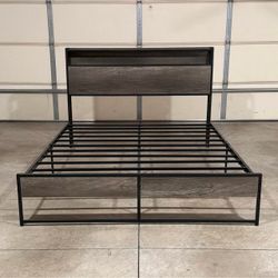 New Queen Bed with Charging Station and LED Lights (Can Deliver)