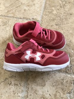 Girls Under Armour red pink shoes sneakers toddler 10