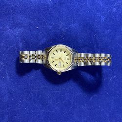 Silver And Gold Inlay Women’s Watch