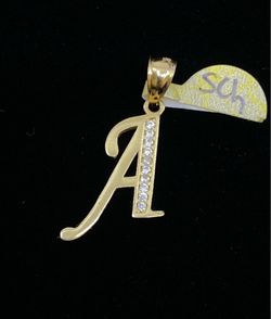 $250 Yellow Gold w Zirconia Letter Initial A Charm Pendant
