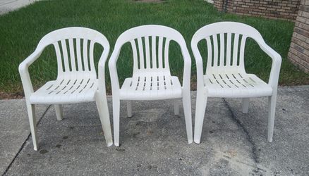 Outdoor Patio Chairs (3) Resin *15.00 Firm for all* Home and Garden