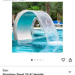 Stainless Steel 304 Pool Fountain Silver Color for Ground Pools Garden Outdoor Waterfalls Sheer Descent Pond Water Feature-23.6" Height