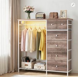 Fabric dresser with rack