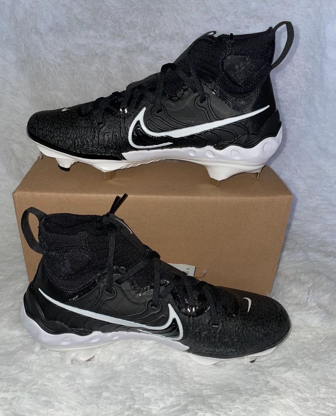 New Nike Alpha Huarache NXT Mens Size 8.5 Black Metal Baseball Cleats 