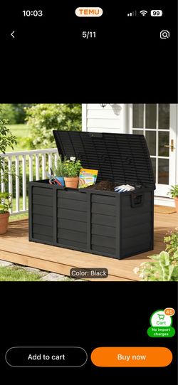 NEW 75 Gallon Outdoor Deck Storage Box, Lockable Resin Storage Cabinet, Large Capacity Storage Space, Easy to Install, Suitable for Gardening Tools An