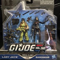 G.I. Joe - 50th Anniversary - Social Clash - Lady Jaye Vs. Baroness Figures - Hasbro MOC