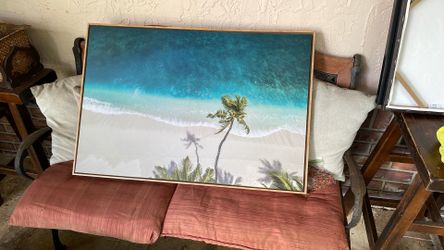 36x24 Ocean Scene Wood Framed Canvas Print