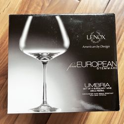 Brand new Non Lead Crystal Set Of 4 Burgundy Wine 