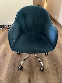 Dark Blue, Swivel, Desk Chair on Wheels