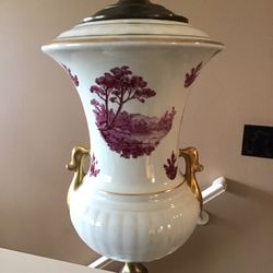 Vintage L&L Loevsky Loevsky Gold Plated Porcelain Toile Lamp