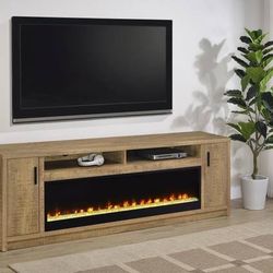 **SALE** 79-inch 2-door TV Stand Fireplace Media Console in Mango Color! 