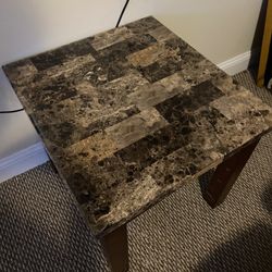 Brown Marble Top Side Table