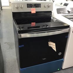 New Scratch And Dent Whirlpool 5 Burner Glass Top Stainless Steel Range. 1 Year Warranty 