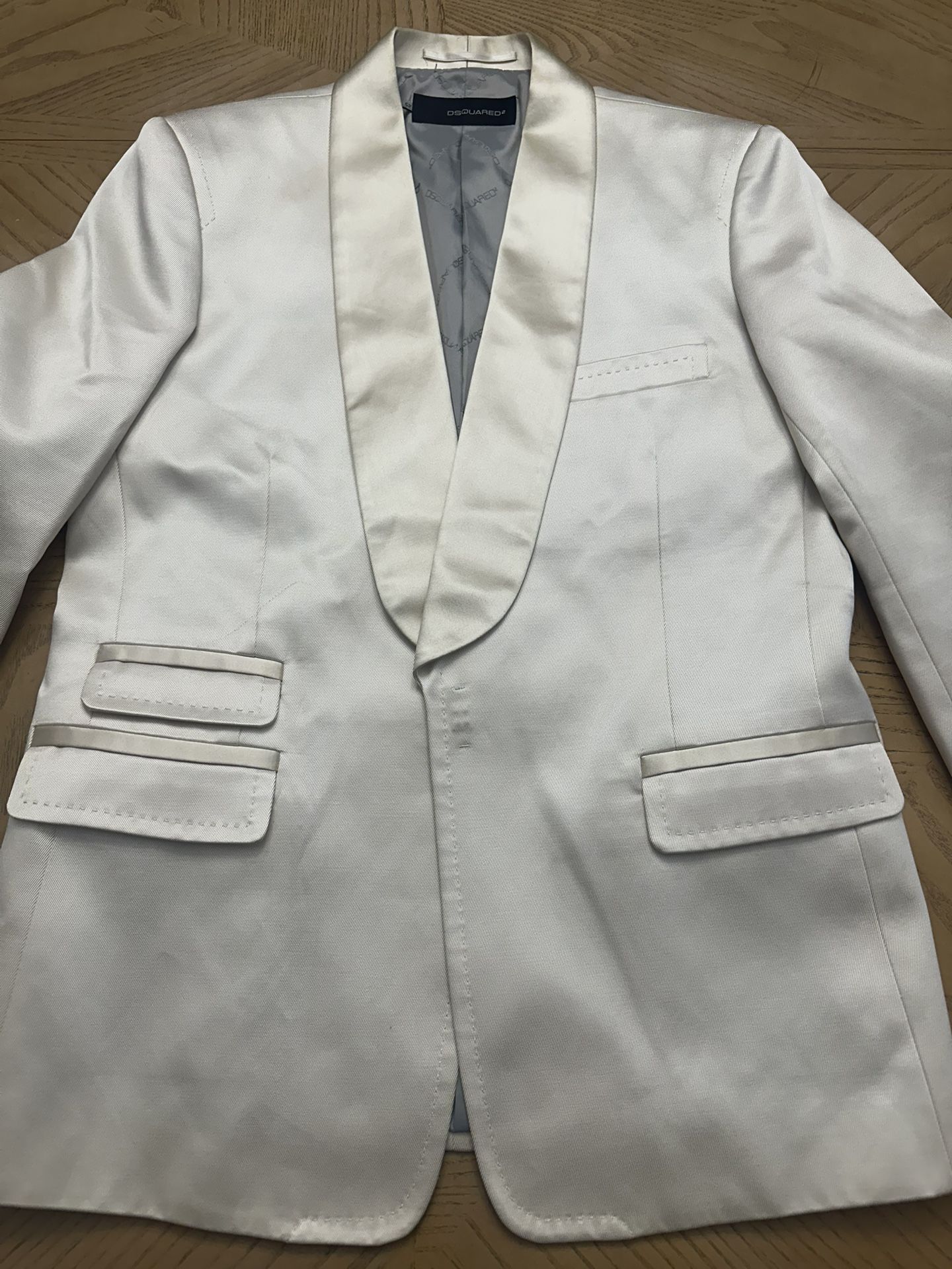 DSQUARED2 MEN'S BLAZER size 52R IVORY LAPEL TUXEDO JACKET PARTY