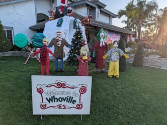 Christmas display, the Grinch and the who people
