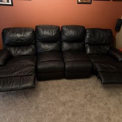 Black Leather Recliner Couch 
