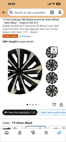 17” Rims Cover Silver & Black-NEW