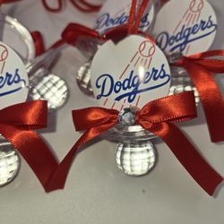 Dodgers Baseball Baby Shower Pacifiers Guest Favor Necklaces 