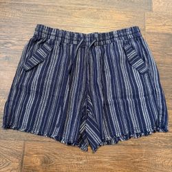 Ana Women's Small Navy Striped Frayed Hem Shorts