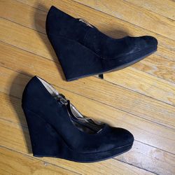 Black Wedge Heels (Qupid, size 9.5)