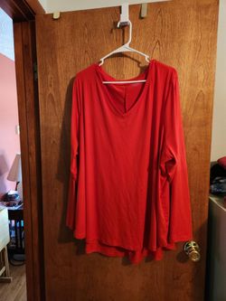 Lane Bryant 4X Red Long Sleeve V-Neck Top