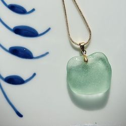 Sea Foam Sea Glass 18k Gold Plated Necklace 
