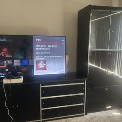  3 Piece Black Glass Shelving/ Dresser Set Living Room 