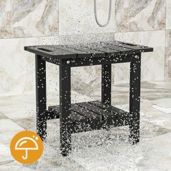 Shower Bench Bath Stool with Storage Shelf, Water-Resistant HDPE Shower Stool for Bathroom Spa, Inside Shower Sit on,Shower Chair for All Ages Elderly