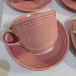 Fiesta Ware Rose Pink Tea Cup And Saucer Set Of 6