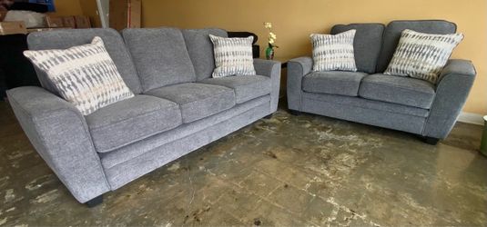 Gray chenille sofa set