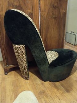 Leopard print high heel shoe chair