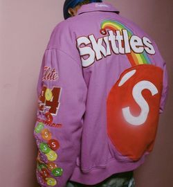 Supreme Skittles Mitchell & Ness Varsity Jacket BlackSupreme