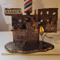 Vintage metal barber shop music box