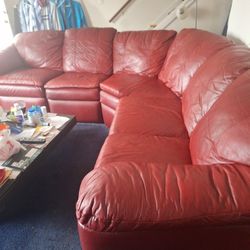 Red Leather Couch 
