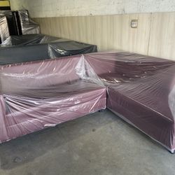 Burgundy Leather Sofa L Shape !! Brand new Available For Pick Up Or Delivery 