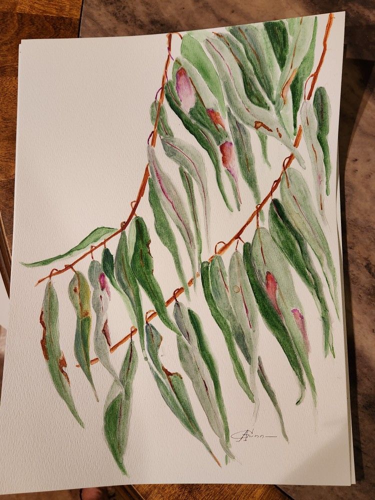 Watercolor "Tropical  Leaves " 11x15 "