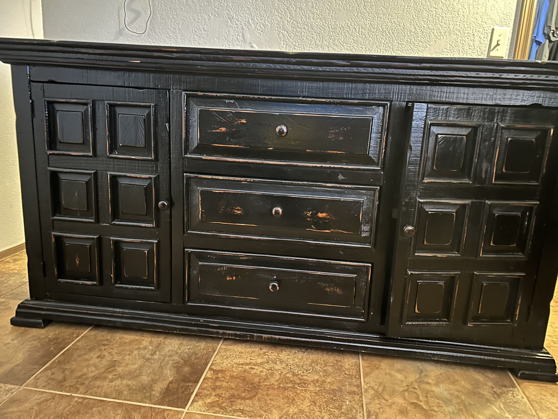 Dark Brown Wood Dresser