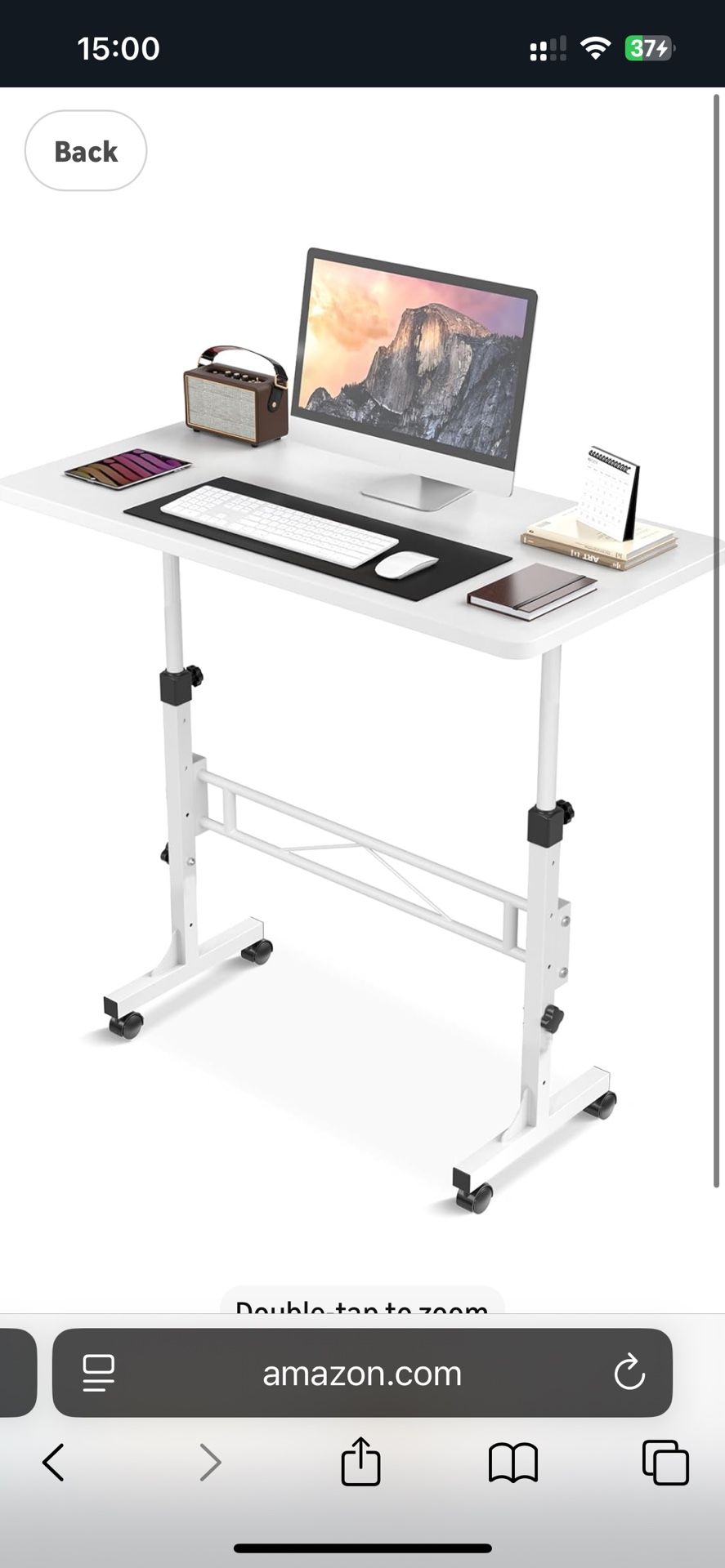 Small Standing Desk Adjustable Height, Mobile Stand Up Desk with Wheels, 32 Inch Portable Rolling Desks Computer Office Workstations for Walking Pad T