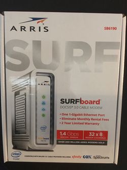 ARRIS SURFboard SB6190 DOCSIS 3.0 Cable Modem, 1.4 Gbps , Approved for Cox, Spectrum, Xfinity & others (White)