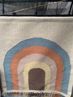  “”AVAILABLE “”Beautiful Rainbow Wall Rug  41x47 + 8 Inches Hanging Rope . retails $154+ Reduced 