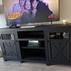 TV Stand For Up To 75” With Storage And Adjustable Shelves