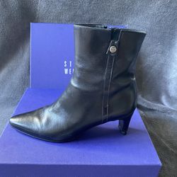 STUART WEITZMAN Black Leather Pointed Toe Bootie Size 7.5