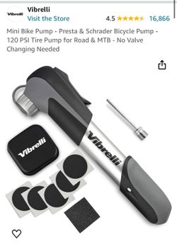 Mini Bike Pump - Presta & Schrader Bicycle Pump - 120 PSI Tire Pump for Road & MTB - No Valve Changing Needed