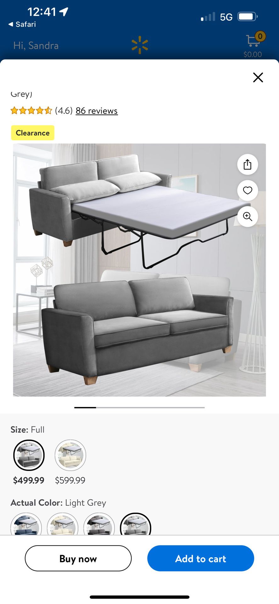Gray LoveSeat - Full Size Bed Sofa 2 Seats