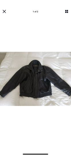 Members Only leather bomber jacket large black