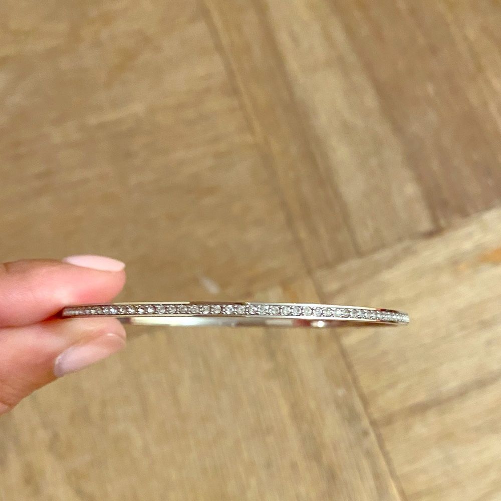 Swarovski Clear Crystal Silver Tone Bangle Swan Signed