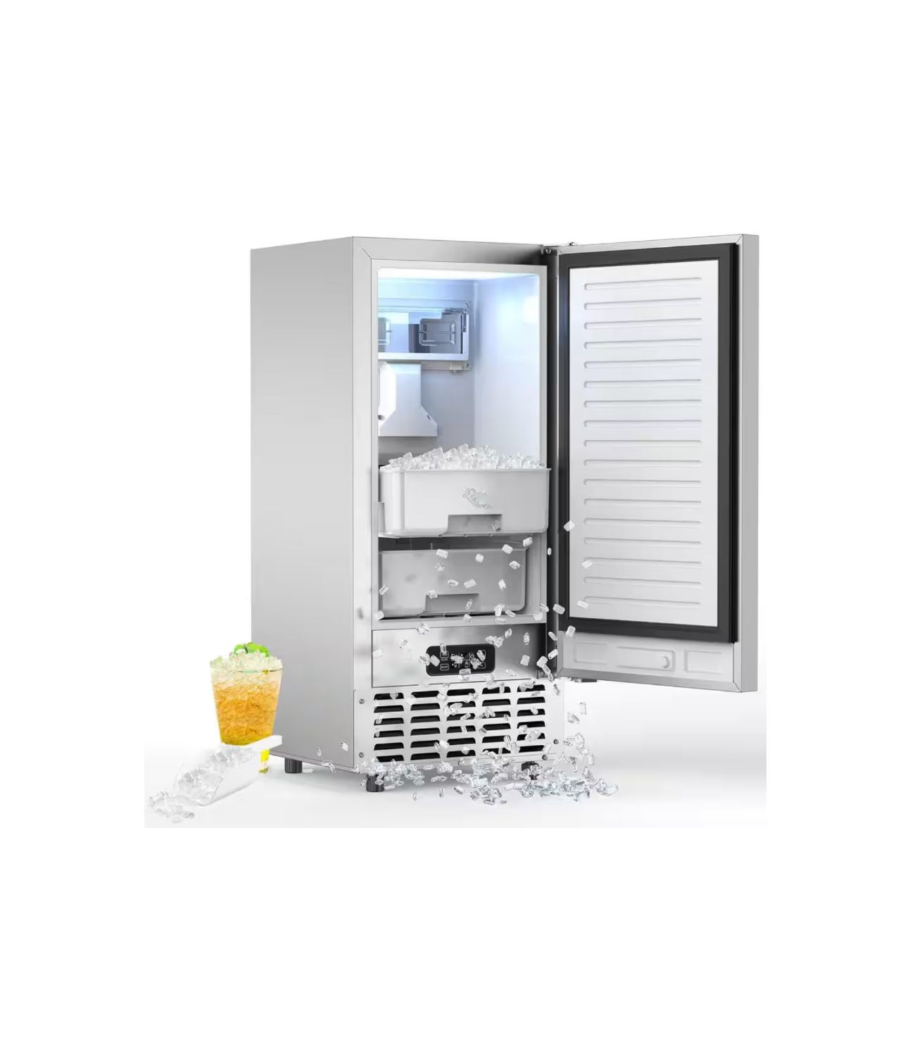 14.96 in. W 66 lb. Nugget Ice per Day Under-counter or Freestanding Commercial Ice Maker in Stainless Steel Silver
