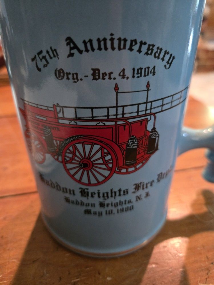 Haddon Heights Nj Fire Dept 75th Anniversary Beer Stein