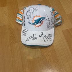 Miami Dolphins hat signed by 7 former players (Including Rashad Jones)+ TD the mascot