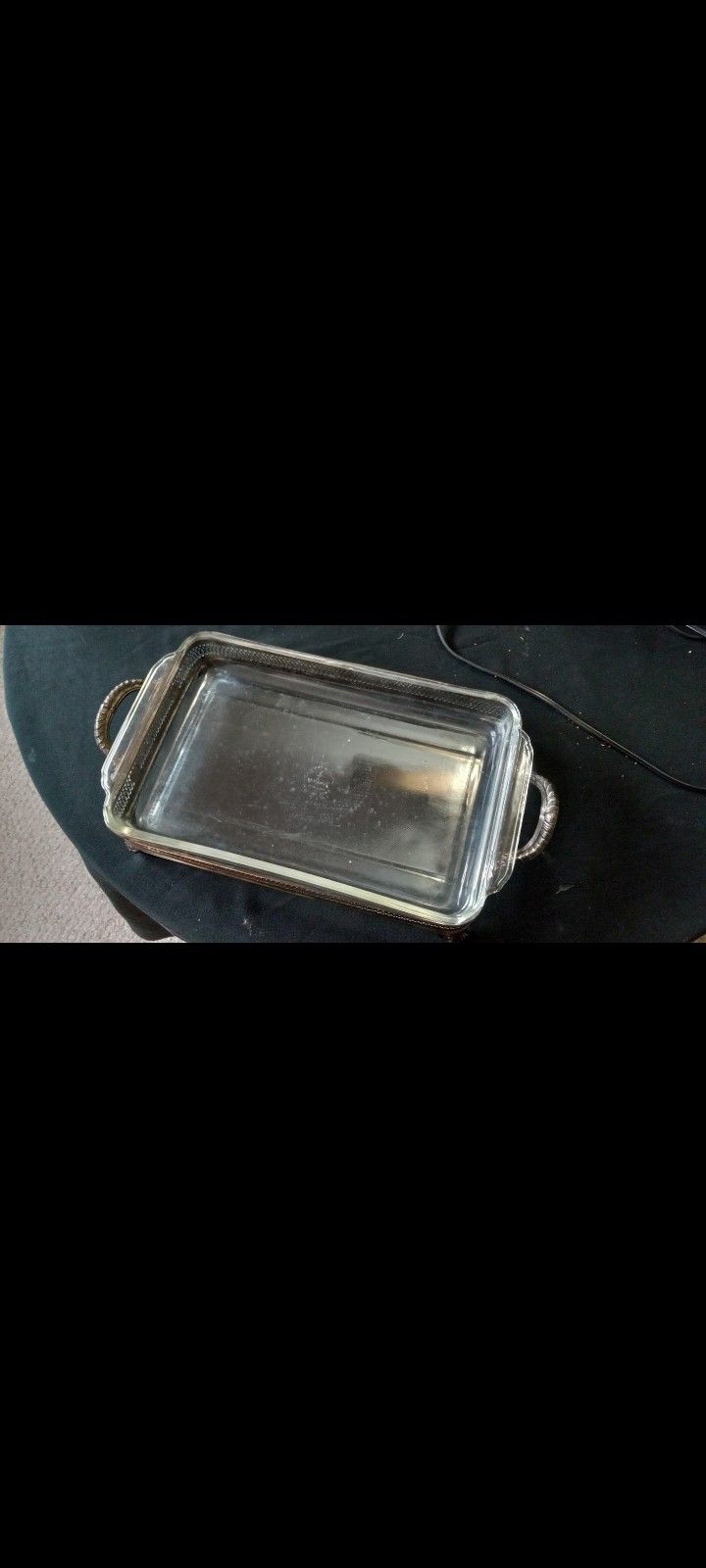Vintage Anhcor Hocking Casserole Dish With Metal Frame
